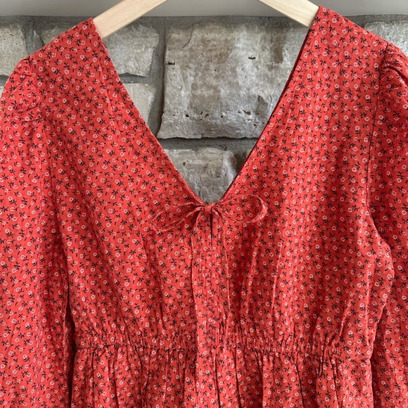 NWT Madewell Tie-Back Peplum Long-sleeve Top Campden Daisies Woman's Size S - Picture 11 of 14
